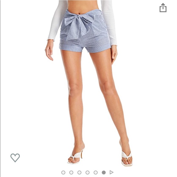 New Blue White Pinstripe Medium Shorts Tie Belt - Picture 4 of 6